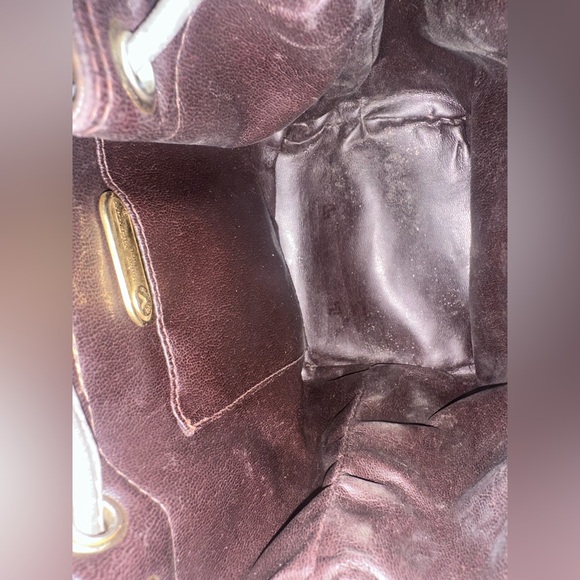 Mario Valentino Brown Hand Bag Drawstring 70s/80s Boho Chic - Picture 8 of 10